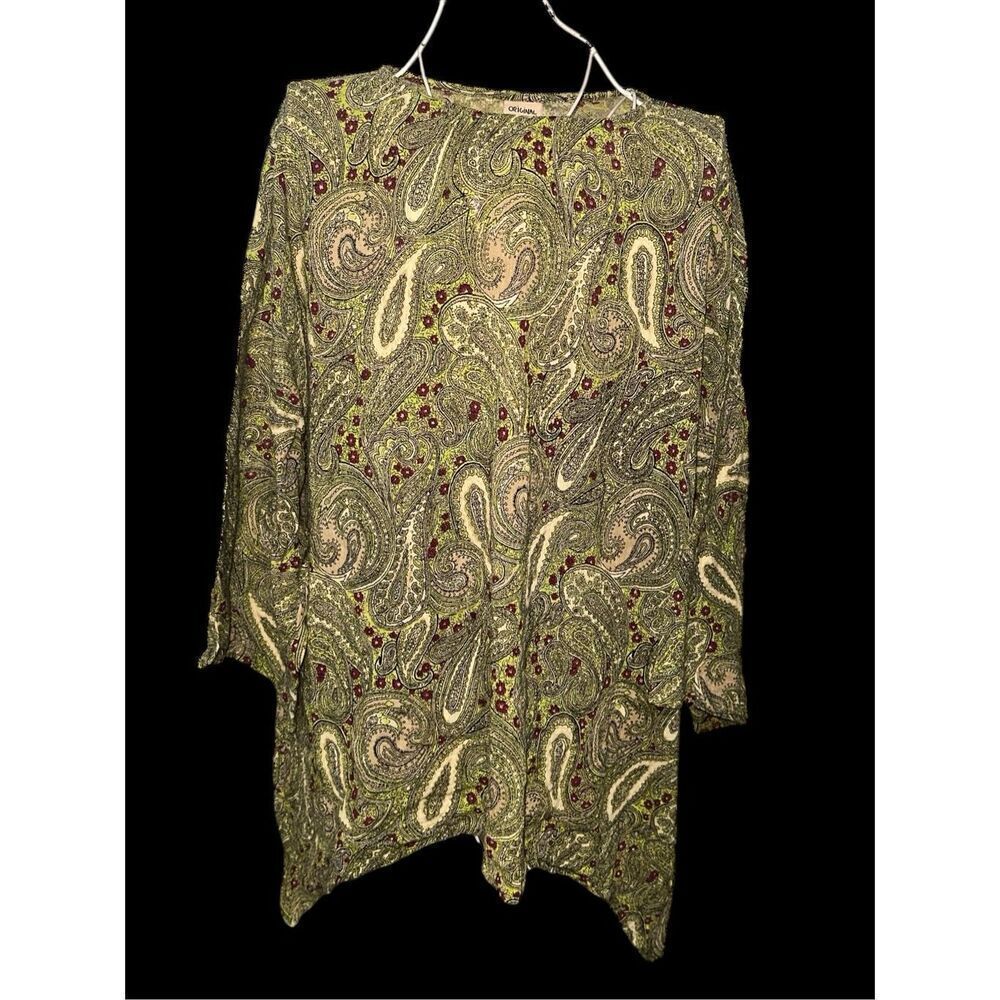 Stunning Original Anthony Women's Size 1x Swirled parsley cotton Blouse Tunic gr